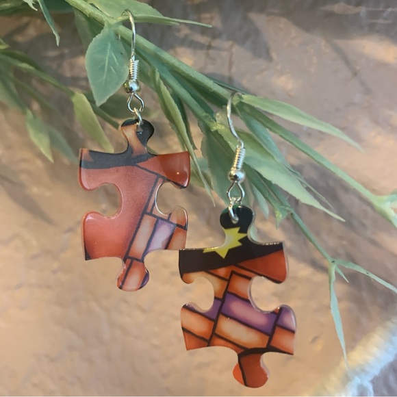 Handmade puzzle earrings - Picture 5 of 10